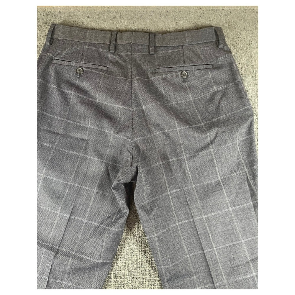 Banana Republic Mens 32x34 Slim Fit Grey Windowpane Plaid Dress Pants Trousers - Picture 5 of 8